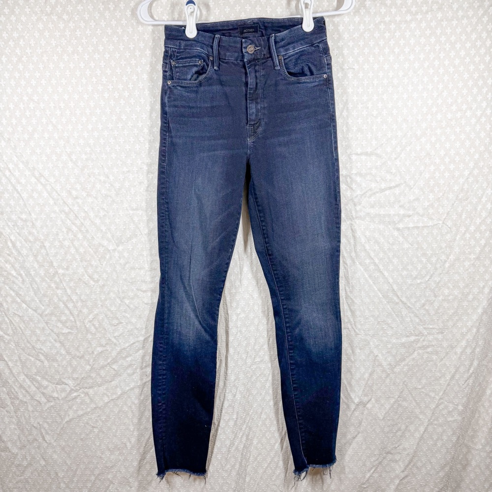 Mother Dark Wash High Waisted Looker‎ Ankle Fray Jeans - Picture 2 of 7